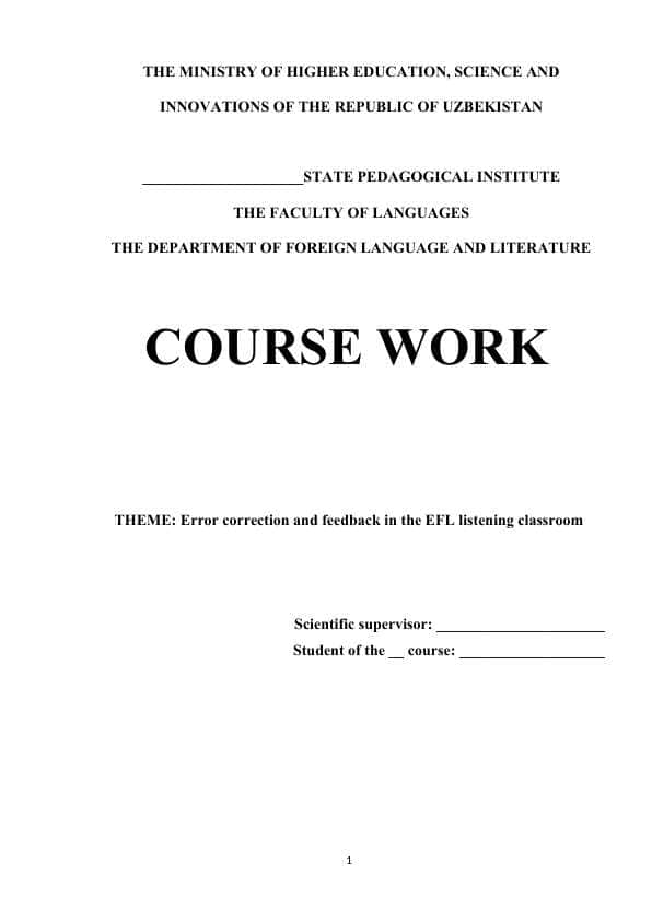 Error correction and feedback in the EFL listening classroom