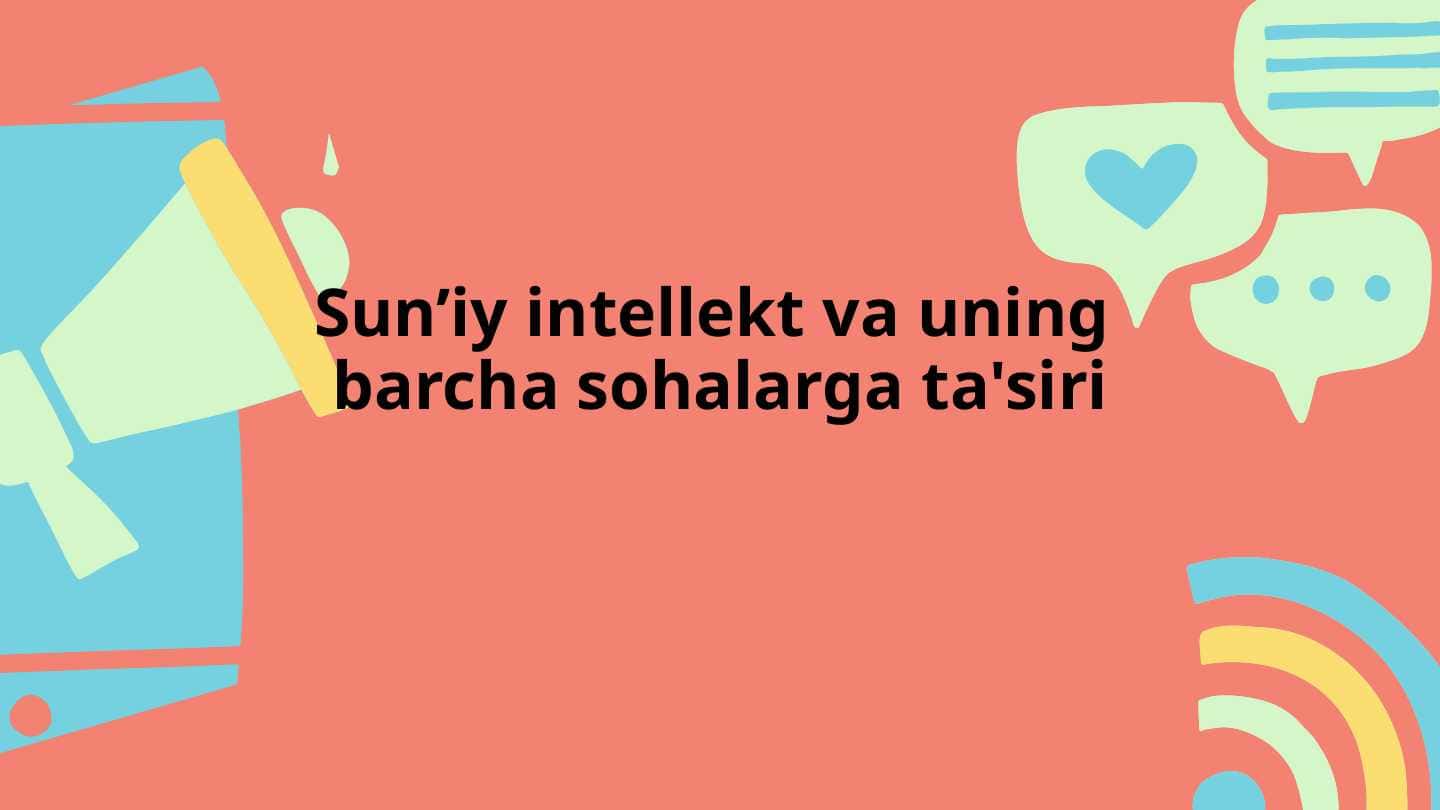 Sun’iy intellekt va uning barcha sohalarga ta'siri