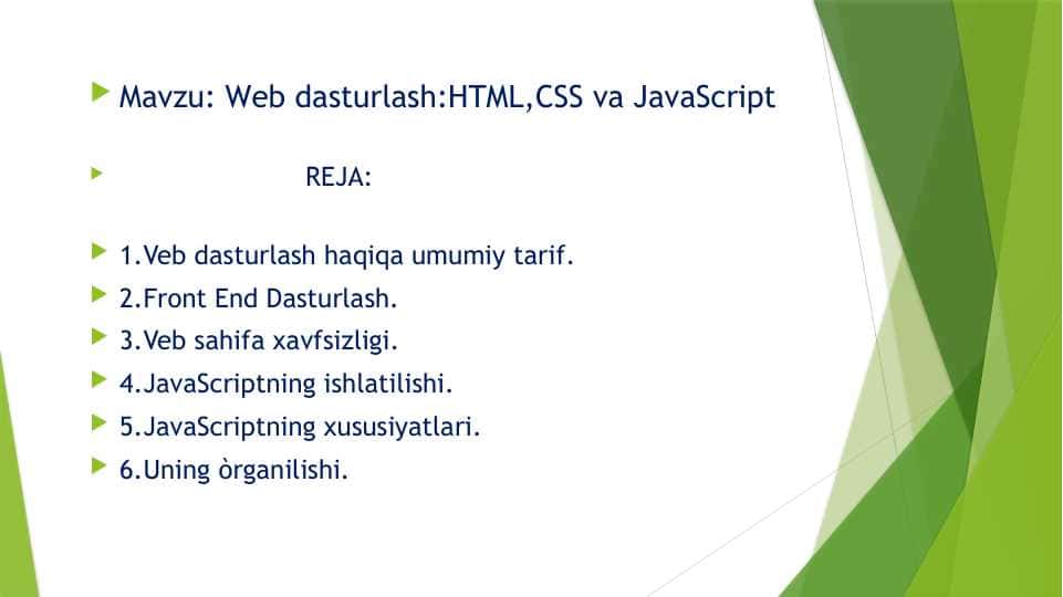 Web dasturlash:HTML,CSS va JavaScript