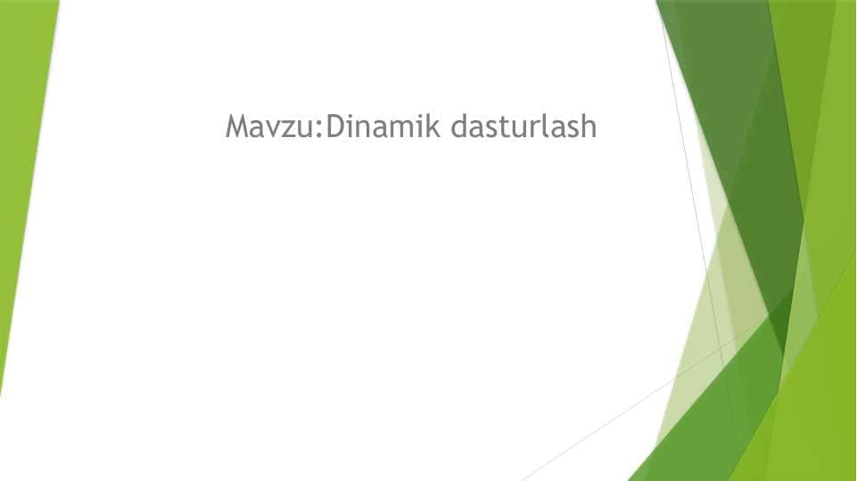 Dinamik dasturlash