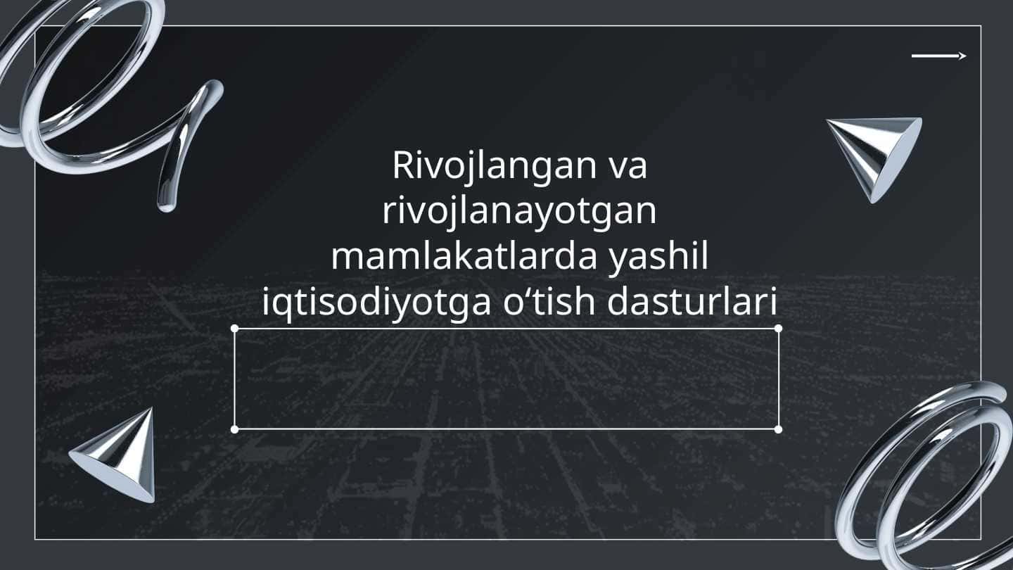 Rivojlangan va rivojlanayotgan mamlakatlarda yashil iqtisodiyotga oʻtish dasturlari
