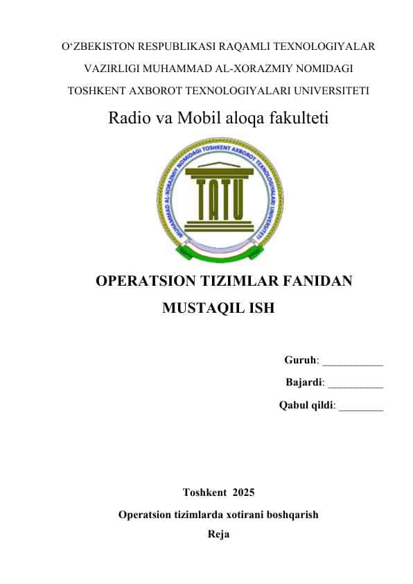 Operatsion tizimlarda xotirani boshqarish