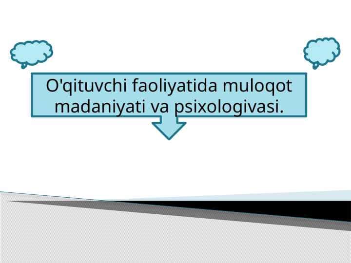 O'qituvchi faoliyatida muloqot madaniyati va psixologivasi.