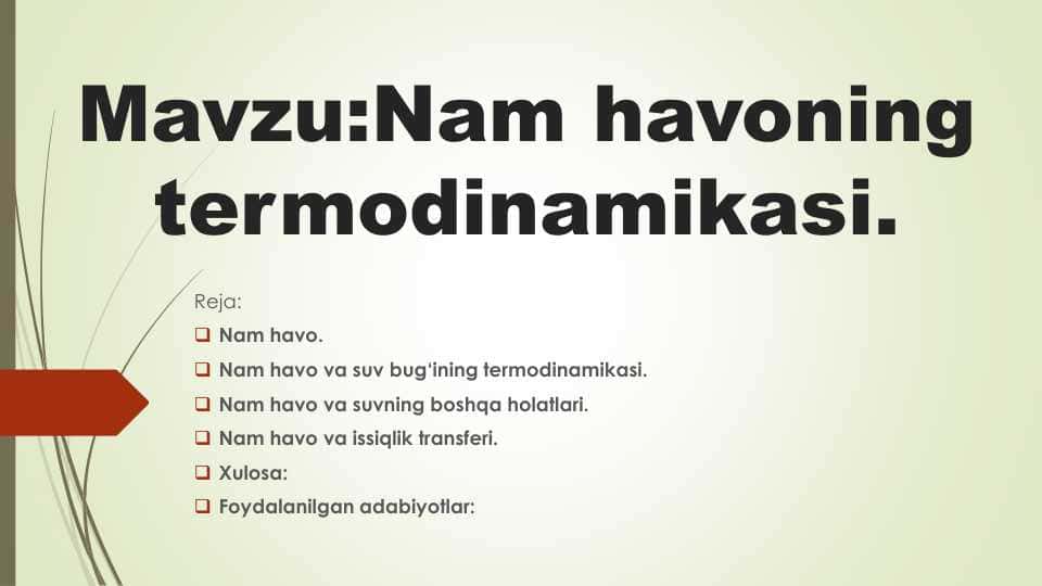 Nam havoning termodinamikasi