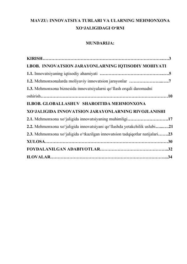 INNOVATSIYA TURLARI VA ULARNING MEHMONXONA XO‘JALIGIDAGI O‘RNI.docx