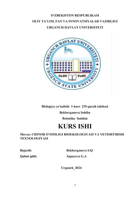CHINOR O’SIMLIGI BIOEKOLOGIYASI VA YETISHTIRISH TEXNOLOGIYASI.docx