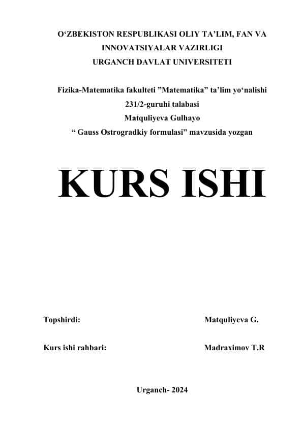 GAUSS OSTROGRADKIY FORMULASI taxrir.docx