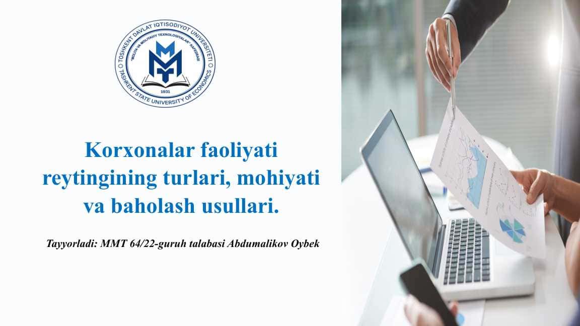Korxonalar moliyaviy xolatini reyting baholash