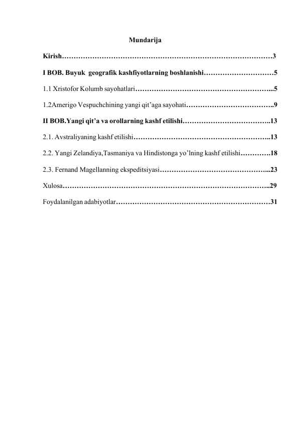 Buyuk geografik kashfiyotlarning boshlanishi