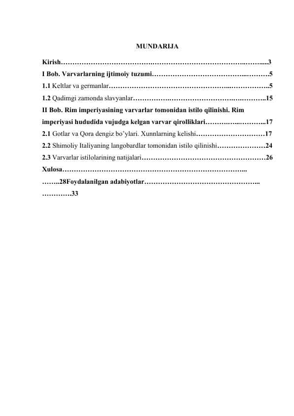 Rim imperiyasining varvarlar tomonidan istilo qilinishi.