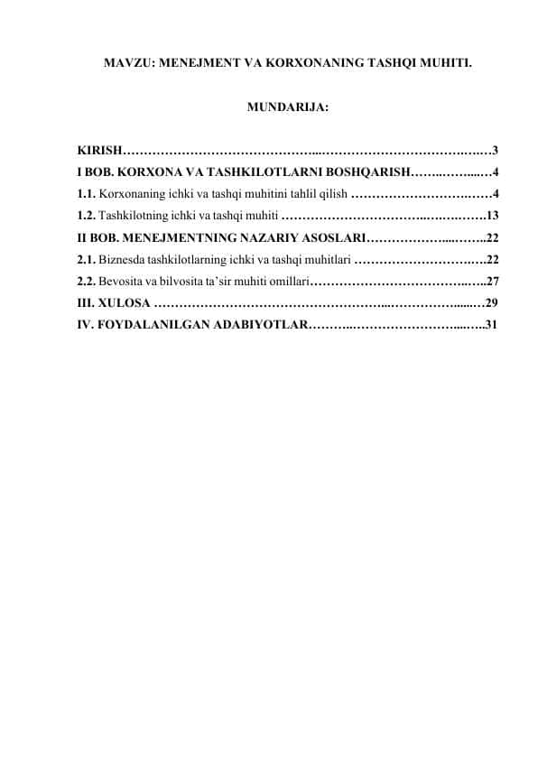 MENEJMENT VA KORXONANING TASHQI MUHITI..docx