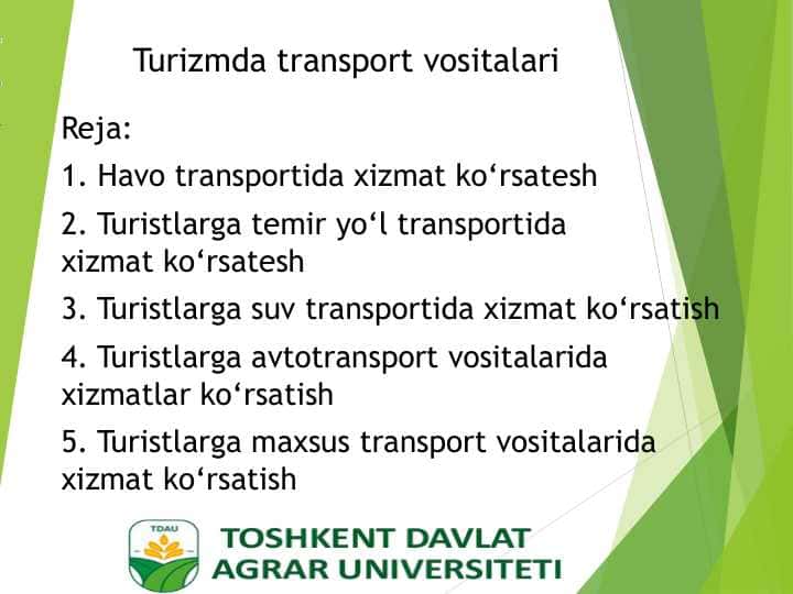 Turizmda transport vositalari