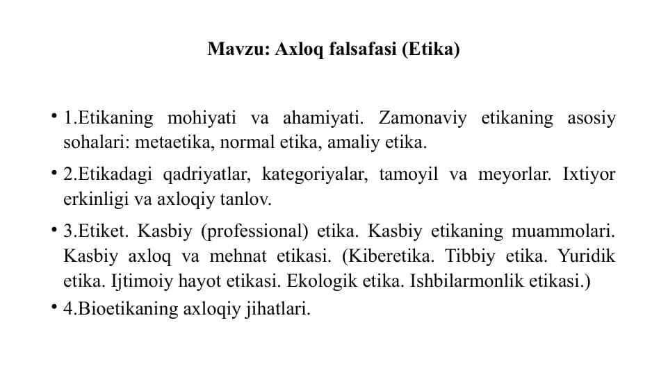Axloq falsafasi (Etika)