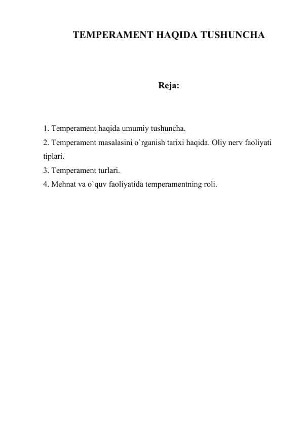 temperament haqida tushuncha