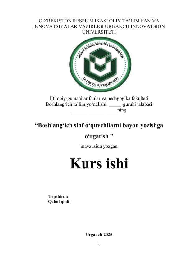 Boshlang‘ich sinf o‘quvchilarni bayon yozishga o‘rgatish