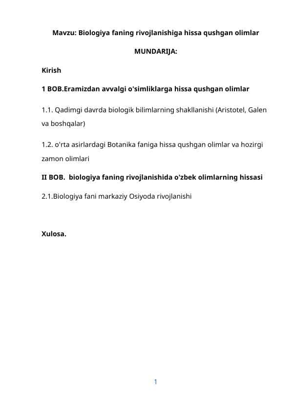 Biologiya faniga hissa qoshgan olimlar