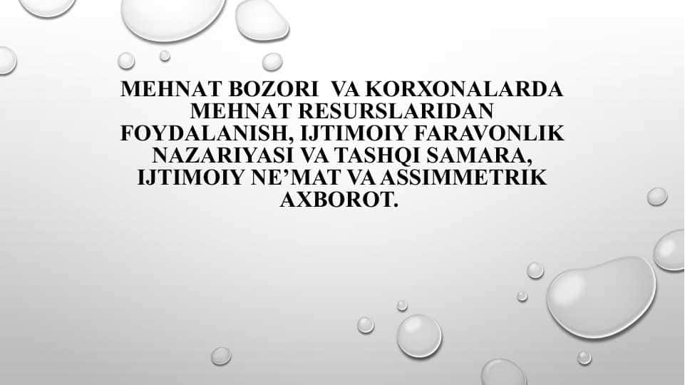 Mеhnаt bоzоrı va kоrхоnаlаrdа mеhnаt rеsurslаrıdаn fоydаlаnısh, Ijtımoıy faravonlık nazarıyası va tashqı samara, Ijtımoıy ne’mat va assımmetrık axborot.