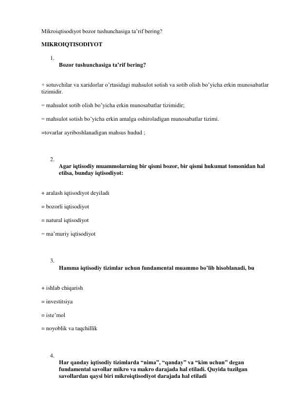 moliya iqtisod makroiqtisod test javoblari