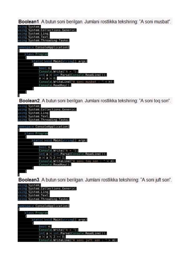 c++ qudrat abdurahimov javoblari bilan boolean