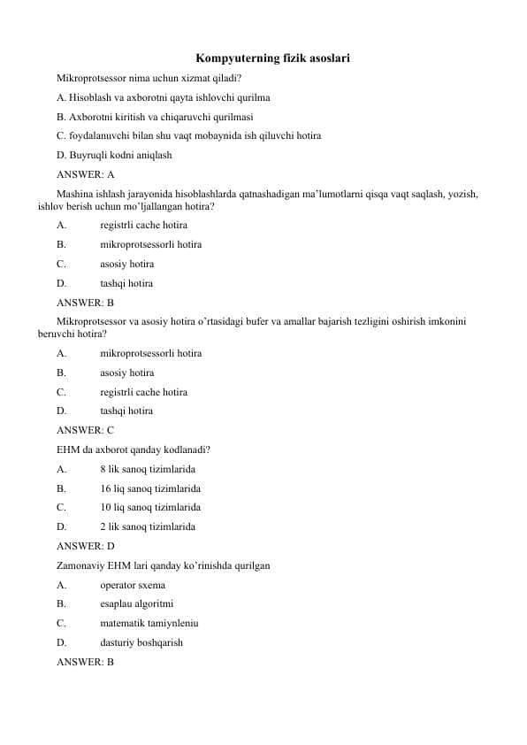 Kompyuterning fizik asoslari