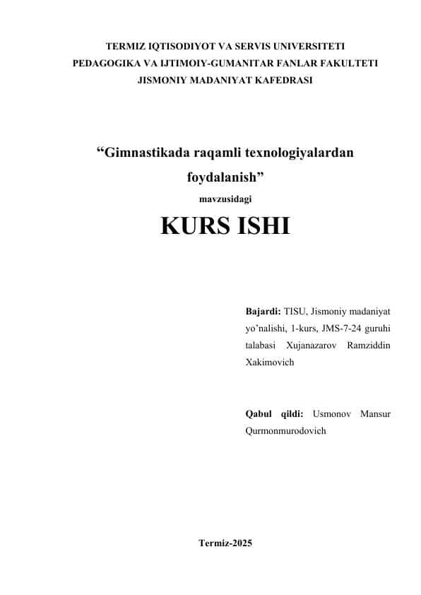 Gimnastikada raqamli texnologiyalardan foydalanish