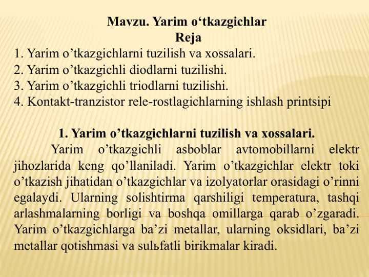 Yarim o‘tkazgichlar