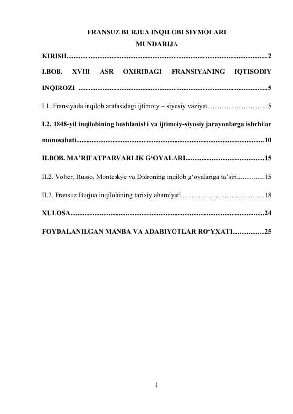FRANSUZ BURJUA INQILOBI SIYMOLARI kurs ishi