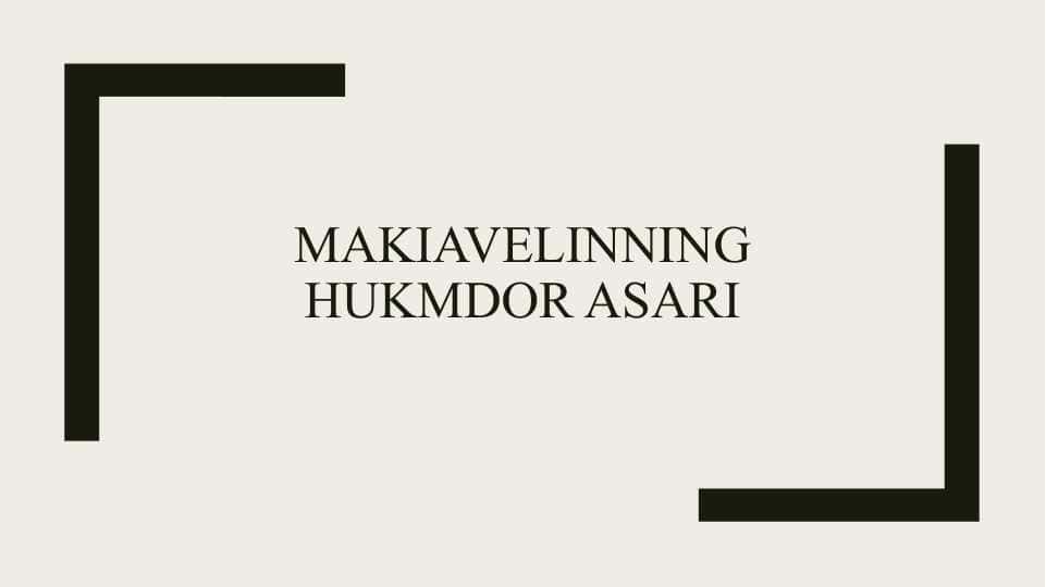 Makiavelinning hukmdor asari