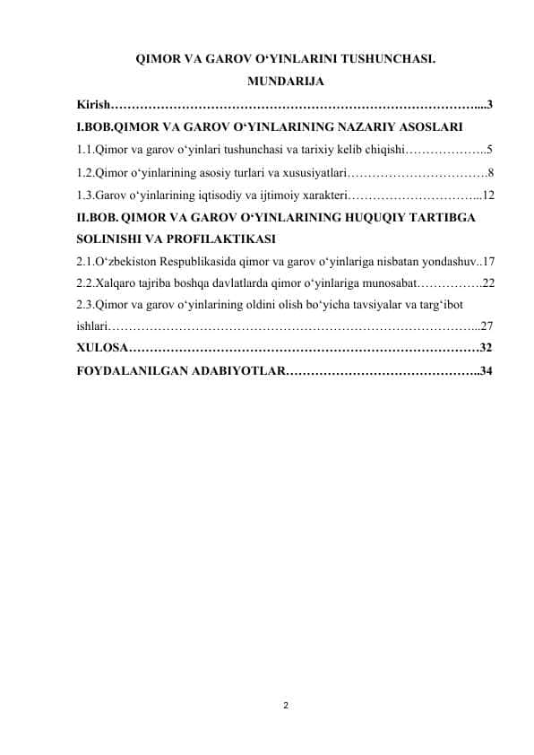 QIMOR VA GAROV O‘YINLARINI TUSHUNCHASI.