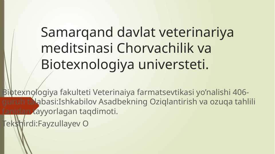 Oziqlantirish va ozuqa tahlili
