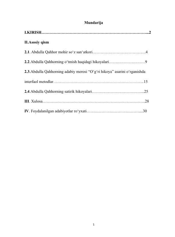 Abdulla qahhor–satirik hikoyalar ustasi