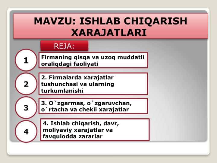 ISHLAB CHIQARISH XARAJATLARI