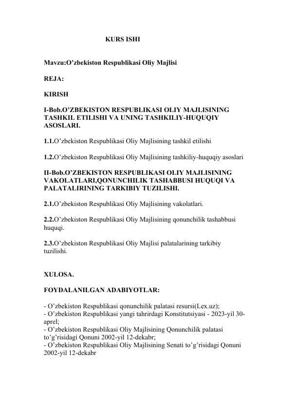O’zbekiston Respublikasi Oliy Majlisi