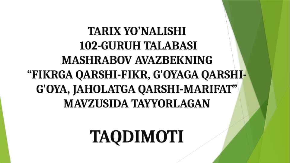 Fikrga qarshi-fikr, g'oyaga qarshi-g'oya, jaholatga qarshi-marifat