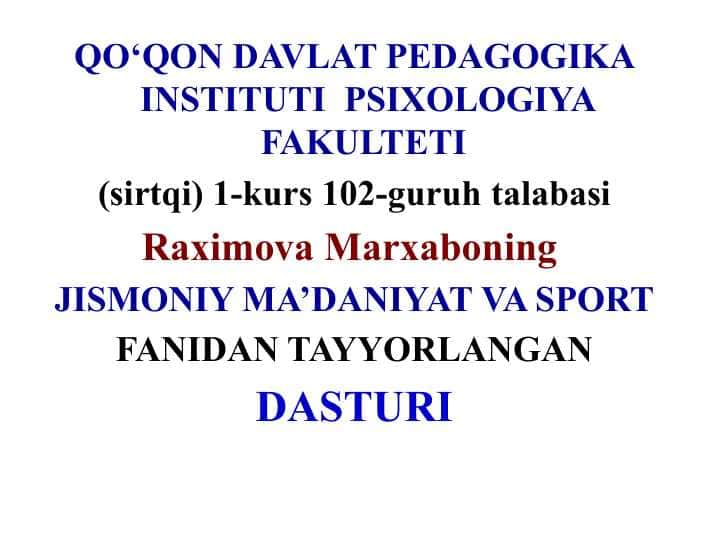 Jismoniy madaniyat va sport fanidan