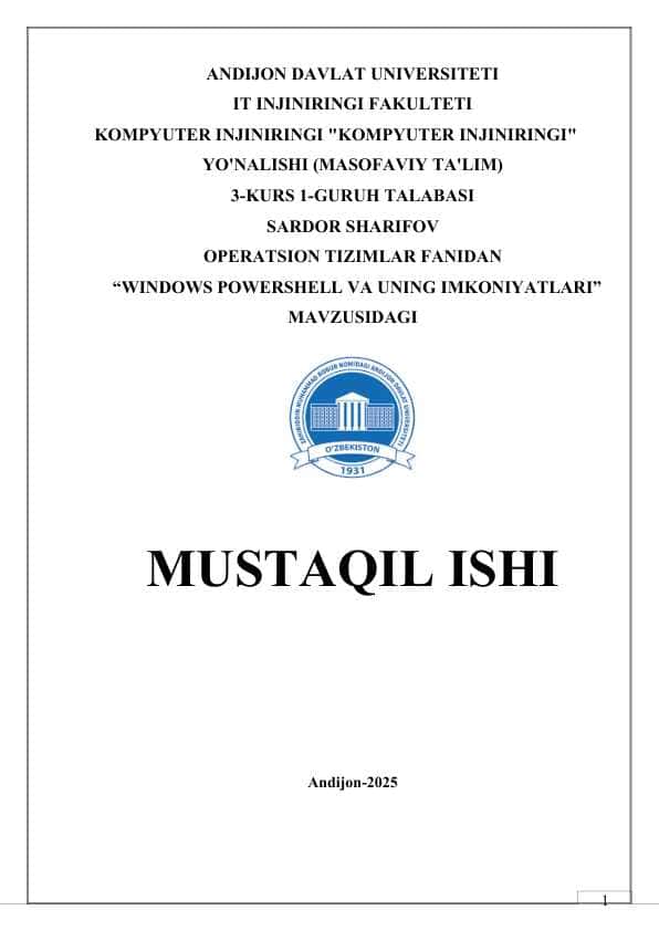 WINDOWS POWERSHELL VA UNING IMKONIYATLARI
