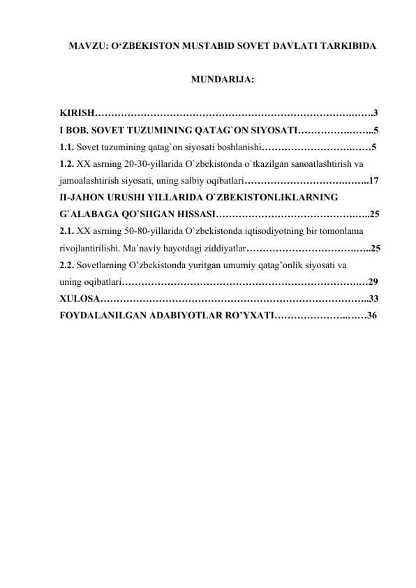 27. O‘ZBEKISTON MUSTABID SOVET DAVLATI TARKIBIDA