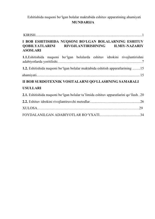 Eshitishida nuqsoni bo‘lgan bolalar maktabida eshituv apparatining ahamiyati