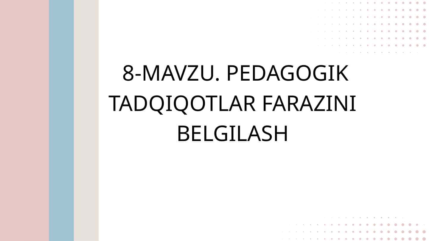 Pedagogik tadqiqotlar farazini belgilash