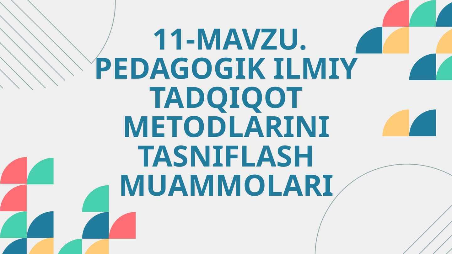 Pedagogik ilmiy tadqiqot metodlarini tasniflash muammolari