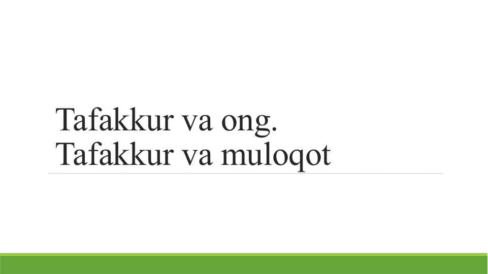 Tafakkur va ong