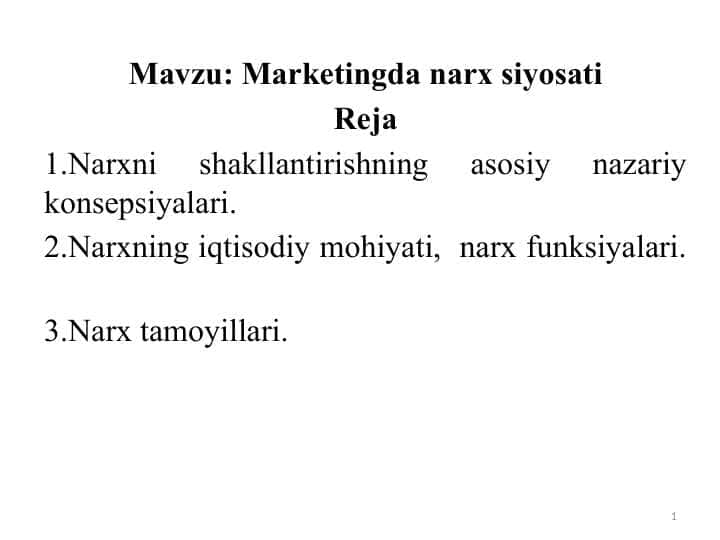 Marketingda narx siyosati