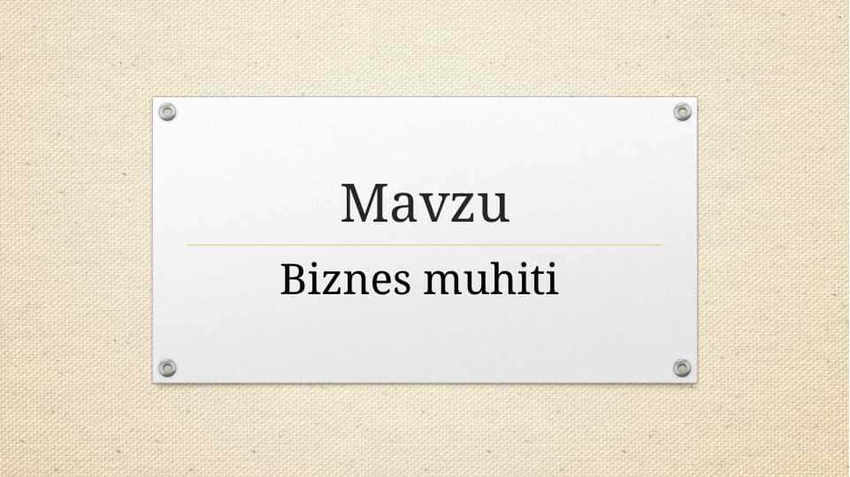 Biznes muhiti