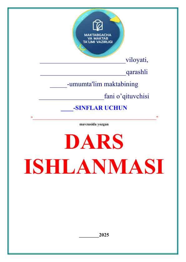 Vatan uchun yashaylik 5-8 sinflar uchun dars ishlanmasi