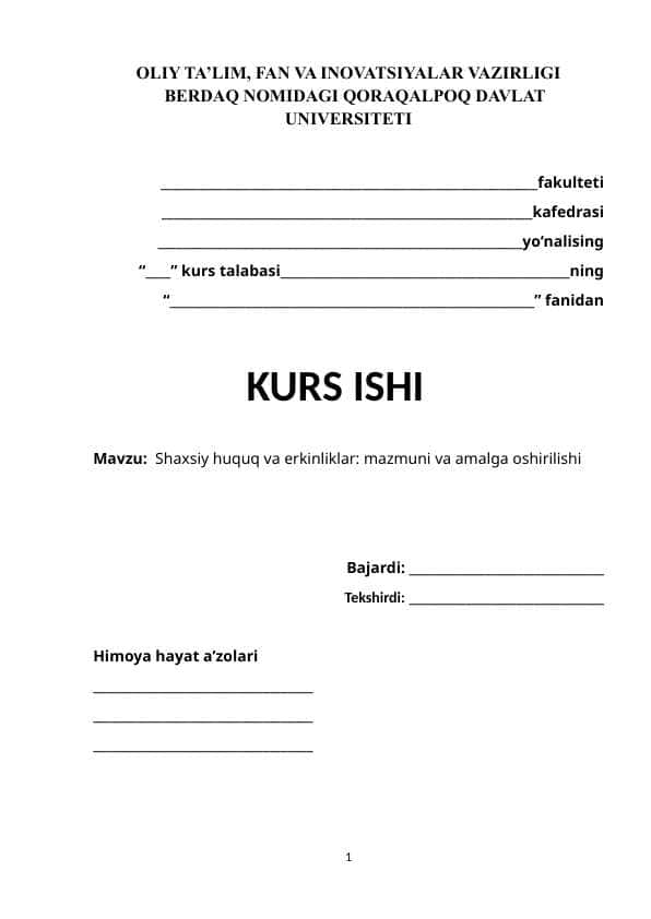 Shaxsiy huquq va erkinliklar: mazmuni va amalga oshirilishi