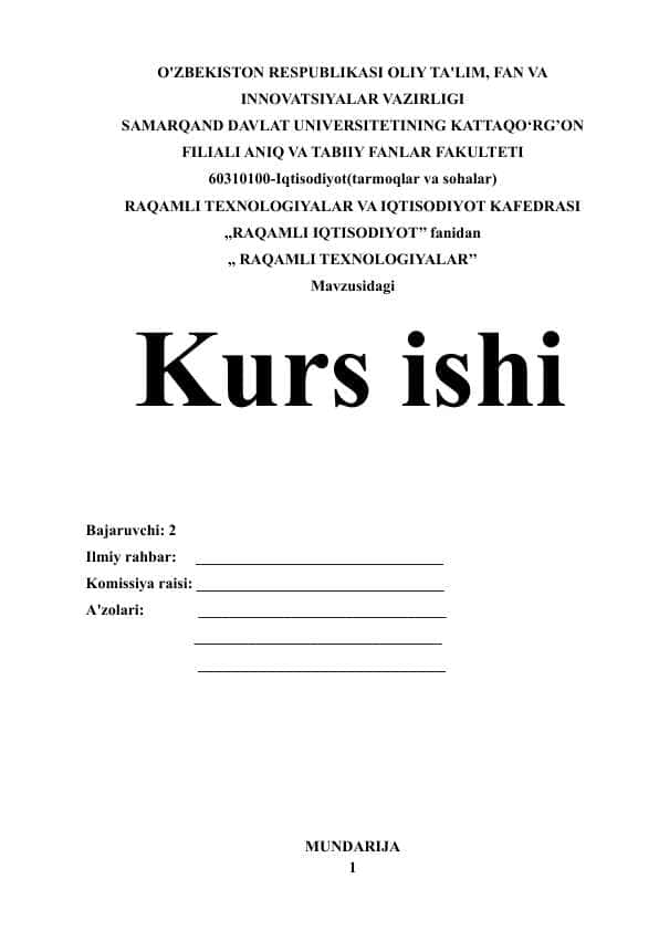 RAQAMLI TEXNOLOGIYALAR