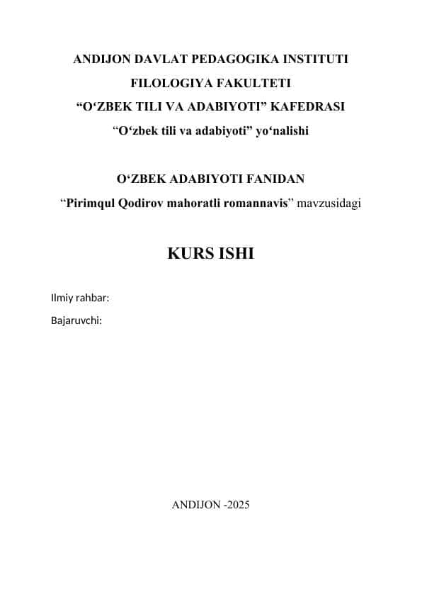 Pirimqul Qodirov mahoratli romannavis