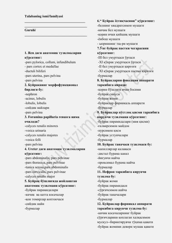 Ayiruv tizimi test