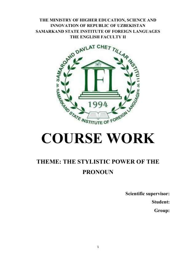 THE STYLISTIC POWER OF THE PRONOUN