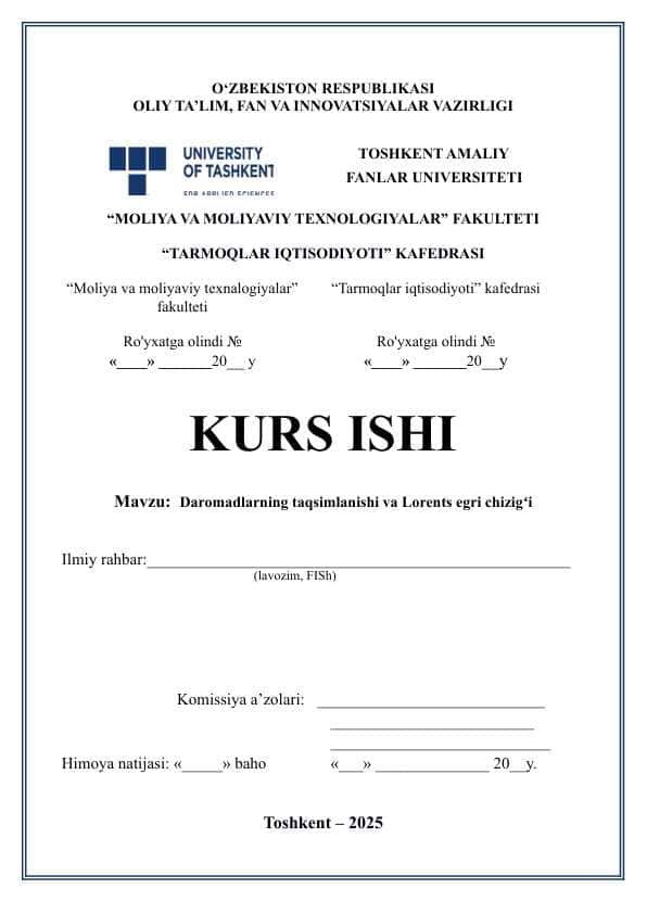 Daromadlarning taqsimlanishi va Lorents egri chizigʻi